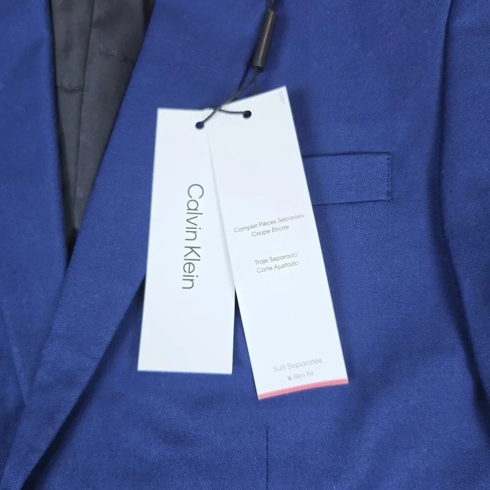 Calvin Klein Boys Size 12 Infinite Stretch Blazer Bright Blue Suit Jacket NWT